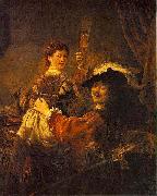REMBRANDT Harmenszoon van Rijn Rembrandt and Saskia pose as The Prodigal Son in the Tavern Germany oil painting artist